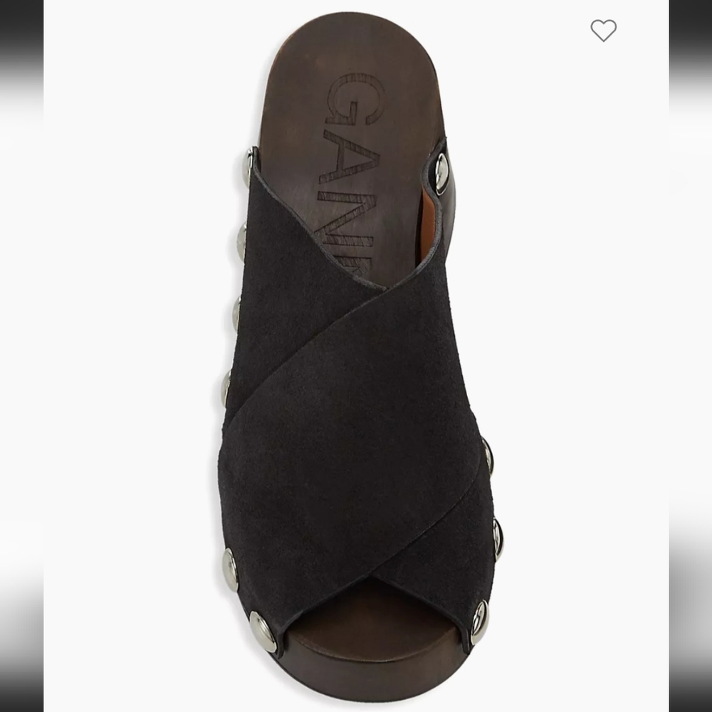 Ganni Retro Leather Platform Clogs Mules Sandals Black like new - Picture 4 of 8